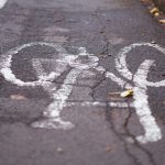 Close up of cycle lane