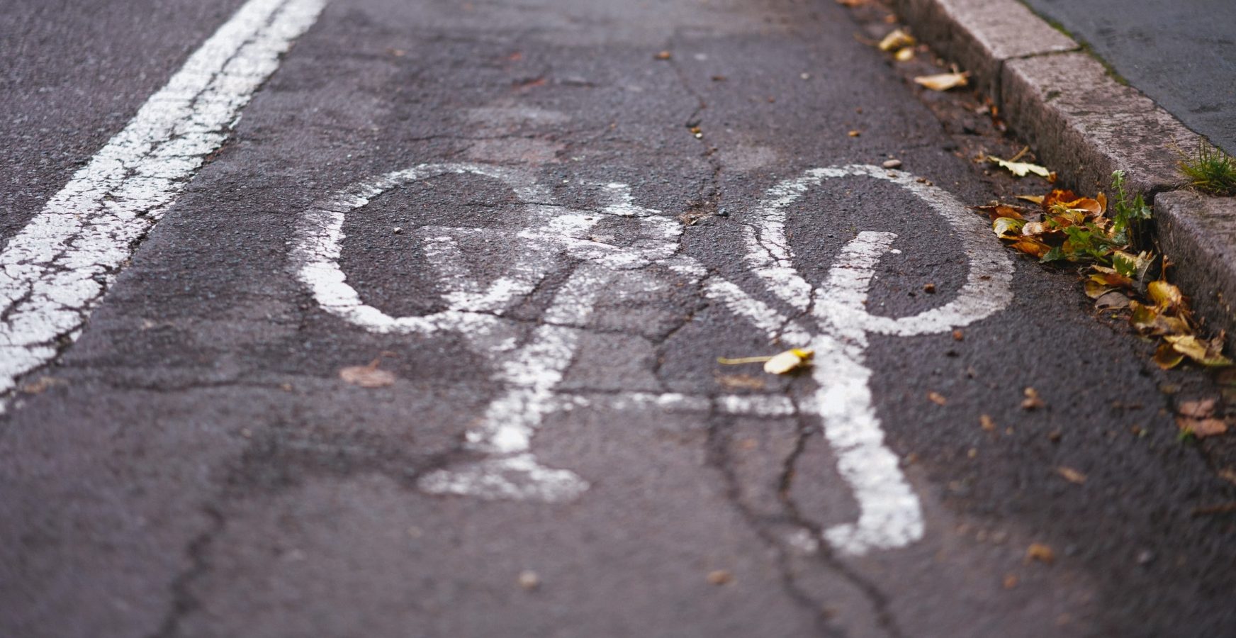 Close up of cycle lane