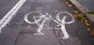 Close up of cycle lane