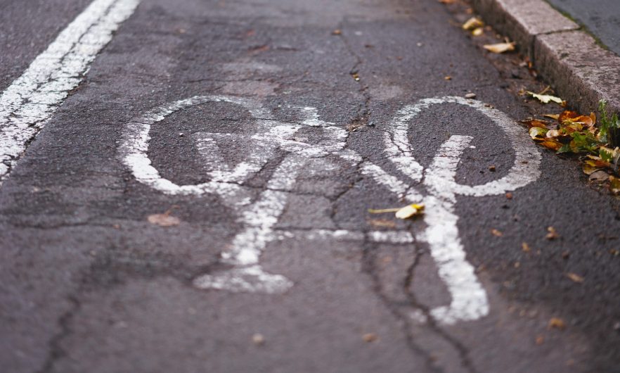 Close up of cycle lane